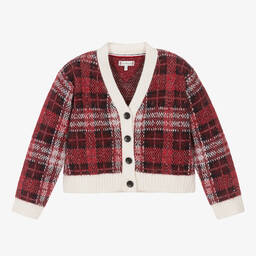 Tommy Hilfiger-Girls Red Tartan Cardigan | Childrensalon Outlet