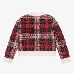 Tommy Hilfiger-Girls Red Tartan Cardigan | Childrensalon Outlet
