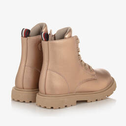 Tommy Hilfiger-Girls Rose Gold Lace-Up Ankle Boots | Childrensalon Outlet