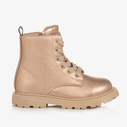 Tommy Hilfiger-Girls Rose Gold Lace-Up Ankle Boots | Childrensalon Outlet