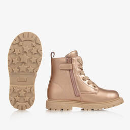 Tommy Hilfiger-Girls Rose Gold Lace-Up Ankle Boots | Childrensalon Outlet