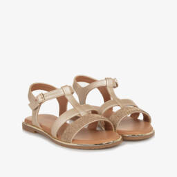 Tommy Hilfiger-Girls Shimmering Gold Faux Leather Sandals | Childrensalon Outlet