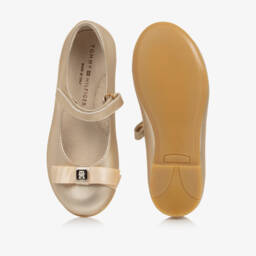 Tommy Hilfiger-Girls Shimmering Leather Bar Flats | Childrensalon Outlet