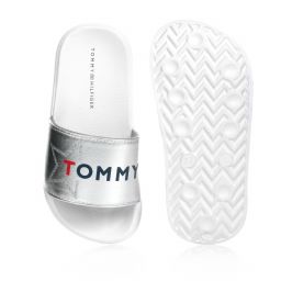Tommy Hilfiger-Girls Silver Logo Sliders | Childrensalon Outlet