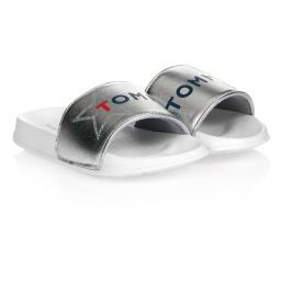 Tommy Hilfiger-Girls Silver Logo Sliders | Childrensalon Outlet