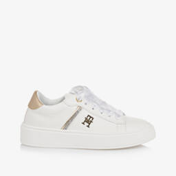 Tommy Hilfiger-Girls Sparkling White Gold Sneakers | Childrensalon Outlet