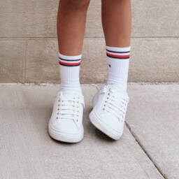 Tommy Hilfiger-Girls Sparkling White Gold Sneakers | Childrensalon Outlet
