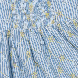 Tommy Hilfiger-Girls Striped Blue Cotton Frock | Childrensalon Outlet