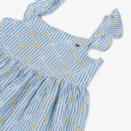 Tommy Hilfiger-Girls Striped Blue Cotton Frock | Childrensalon Outlet