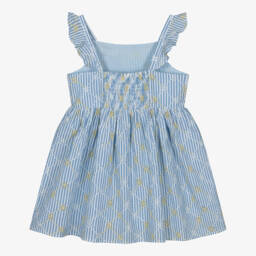 Tommy Hilfiger-Girls Striped Blue Cotton Frock | Childrensalon Outlet