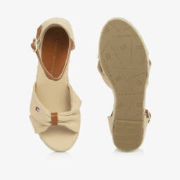 Tommy Hilfiger-Girls Tan Canvas Espadrille Heels | Childrensalon Outlet
