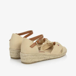 Tommy Hilfiger-Girls Tan Canvas Espadrille Heels | Childrensalon Outlet