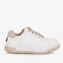 Tommy Hilfiger-Girls White & Beige Trainers | Childrensalon Outlet