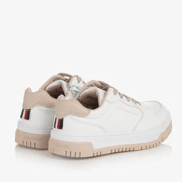 Tommy Hilfiger-Girls White & Beige Trainers | Childrensalon Outlet