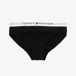 Tommy Hilfiger-Girls White & Black Cotton Knickers (2 Pack) | Childrensalon Outlet