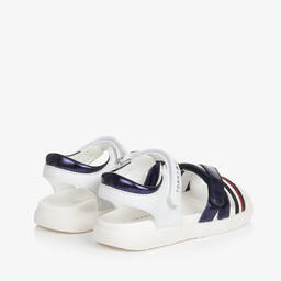 Tommy Hilfiger-صندل جلد صناعي لون أبيض وكحلي ميتاليك | Childrensalon Outlet