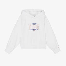 Tommy Hilfiger-Girls White Cotton Hoodie | Childrensalon Outlet