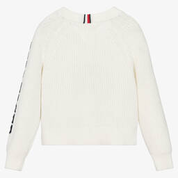 Tommy Hilfiger-بلوفر قطن محبوك لون أبيض للبنات | Childrensalon Outlet