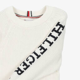 Tommy Hilfiger-بلوفر قطن محبوك لون أبيض للبنات | Childrensalon Outlet