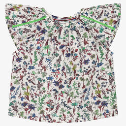 Tommy Hilfiger-Girls White Floral Cotton Blouse | Childrensalon Outlet
