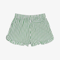 Tommy Hilfiger-Girls White & Green Striped Shorts | Childrensalon Outlet