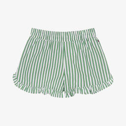 Tommy Hilfiger-Girls White & Green Striped Shorts | Childrensalon Outlet