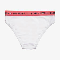 Tommy Hilfiger-Girls White & Grey Cotton Bikini Briefs (2 Pack) | Childrensalon Outlet