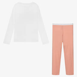 Tommy Hilfiger-بيجاما قطن لون أبيض وزهري للبنات | Childrensalon Outlet