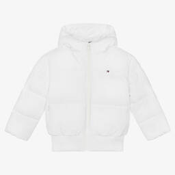 Tommy Hilfiger-Girls White Puffer Jacket | Childrensalon Outlet
