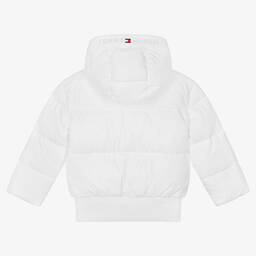 Tommy Hilfiger-Girls White Puffer Jacket | Childrensalon Outlet