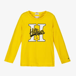 Tommy Hilfiger-Girls Yellow Logo Cotton Top | Childrensalon Outlet