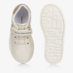 Tommy Hilfiger-Gold Glitter Logo Trainers | Childrensalon Outlet
