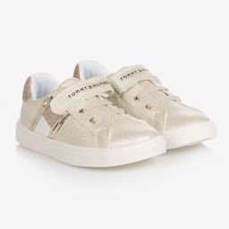 Tommy Hilfiger-Gold Glitter Logo Trainers | Childrensalon Outlet