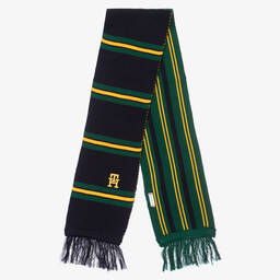 Tommy Hilfiger-Green Organic Cotton Striped Scarf | Childrensalon Outlet