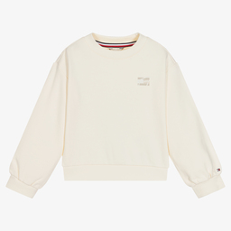 Tommy Hilfiger-Ivory Cotton Logo Sweatshirt | Childrensalon Outlet