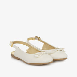 Tommy Hilfiger-Ivory Slingback Shoes with Bow | Childrensalon Outlet