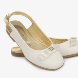 Tommy Hilfiger-Ivory Slingback Shoes with Bow | Childrensalon Outlet