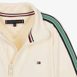 Tommy Hilfiger-Ivory Striped Tape Zip-Up Top | Childrensalon Outlet