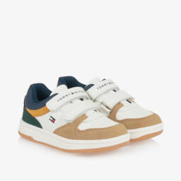 Tommy Hilfiger-Junior Boys White Velcro Trainers | Childrensalon Outlet