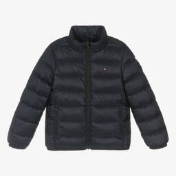 Tommy Hilfiger-جاكيت بافر لون كحلي مبطن بريش | Childrensalon Outlet