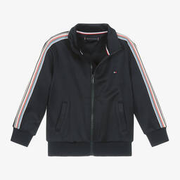 Tommy Hilfiger-Navy Blue Striped Tape Zip-Up Top | Childrensalon Outlet