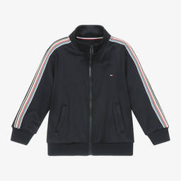 Tommy Hilfiger-Navy Blue Striped Tape Zip-Up Top | Childrensalon Outlet