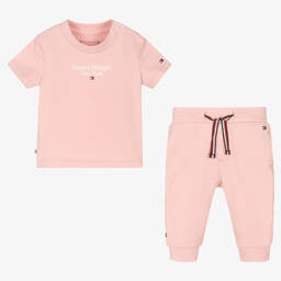 Tommy Hilfiger-Pink Cotton Baby Trouser Set | Childrensalon Outlet