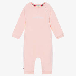 Tommy Hilfiger-Pink Cotton Velour Babygrow | Childrensalon Outlet