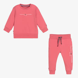 Tommy Hilfiger-بدلة رياضية قطن عضوي جيرسي لون زهري للمولودات | Childrensalon Outlet