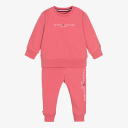 Tommy Hilfiger-بدلة رياضية قطن عضوي جيرسي لون زهري للمولودات | Childrensalon Outlet