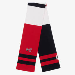 Tommy Hilfiger-سكارف قطن عضوي محبوك مقلم لون أحمر وكحلي | Childrensalon Outlet