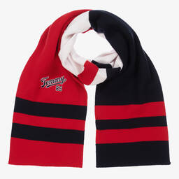 Tommy Hilfiger-سكارف قطن عضوي محبوك مقلم لون أحمر وكحلي | Childrensalon Outlet