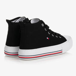 Tommy Hilfiger-Teen Black Canvas High-Top Trainers | Childrensalon Outlet