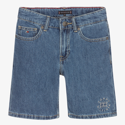 Tommy Hilfiger-شورت تينز ولادي قطن دنيم لون أزرق | Childrensalon Outlet